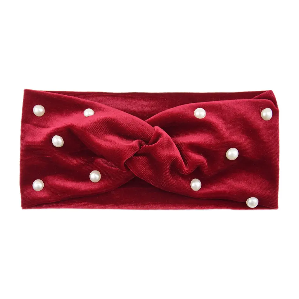 Pearl Velvet Cross Hair Bands Warm Ear Protection - Image 4