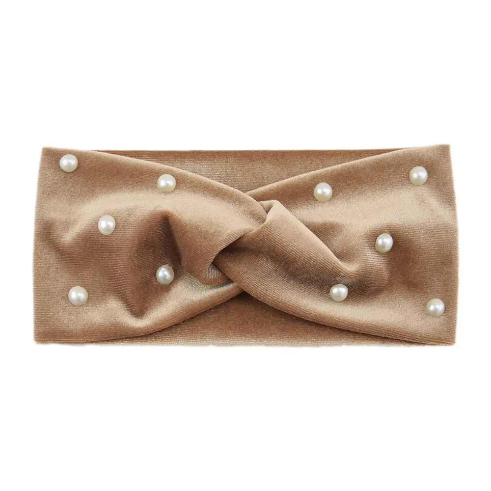 Pearl Velvet Cross Hair Bands Warm Ear Protection - Image 5