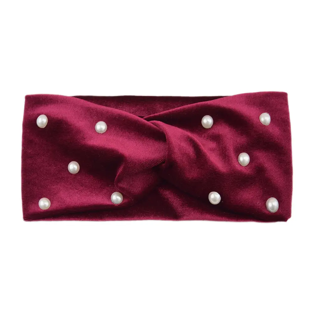 Pearl Velvet Cross Hair Bands Warm Ear Protection - Image 7