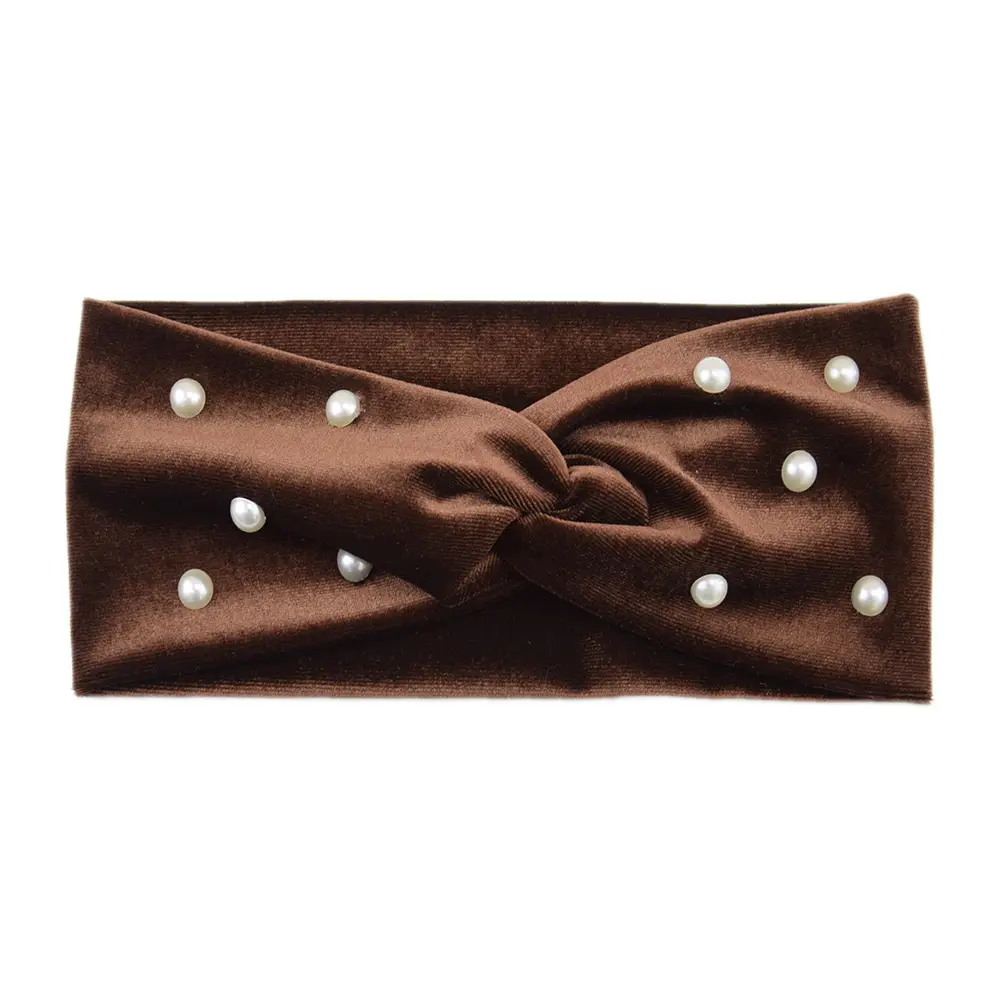 Pearl Velvet Cross Hair Bands Warm Ear Protection - Image 9