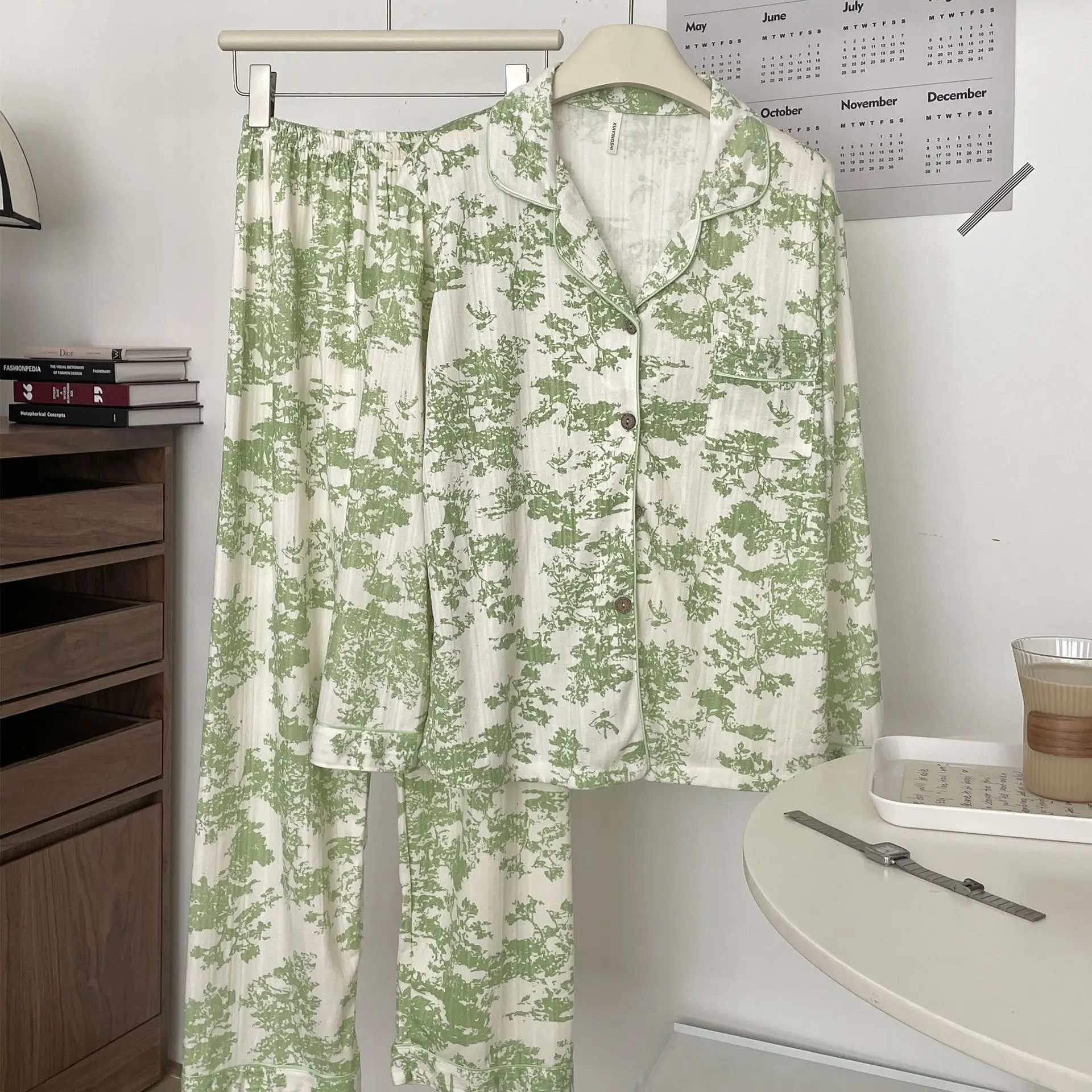 Autumn Winter Jacquard Cotton Pajamas Women Long Sleeve Trousers - Image 9