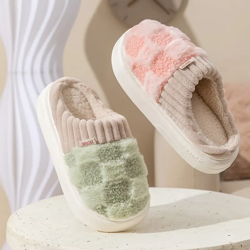 Thick-Soled Furry Slippers for Autumn and Winter Household Women's Indoor Home Non-Slip Warm Home Confinement Shoes Winter Cotton Slippers - Image 13