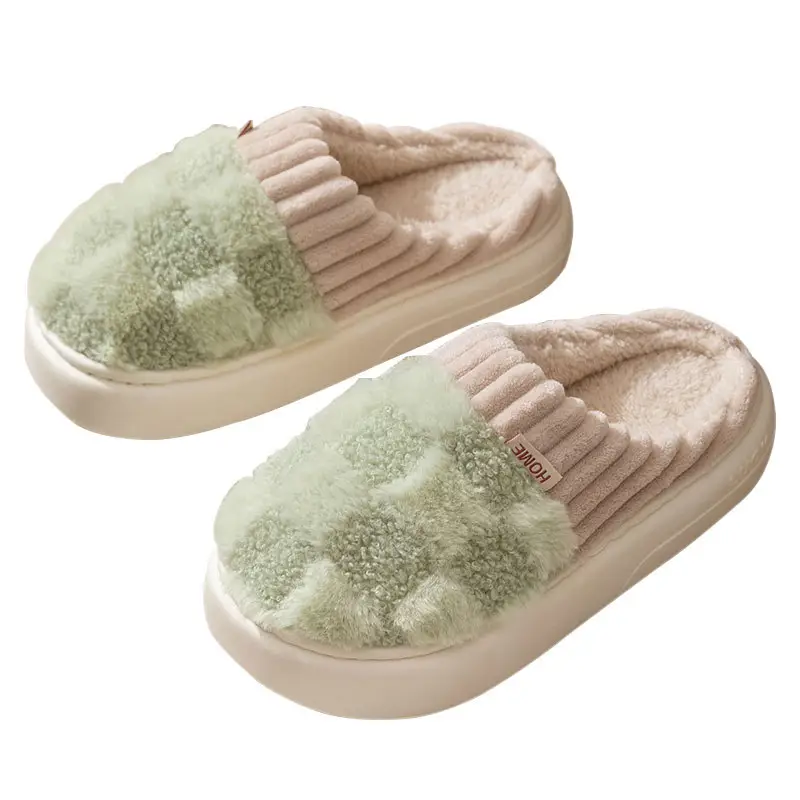 Thick-Soled Furry Slippers for Autumn and Winter Household Women's Indoor Home Non-Slip Warm Home Confinement Shoes Winter Cotton Slippers - Image 16