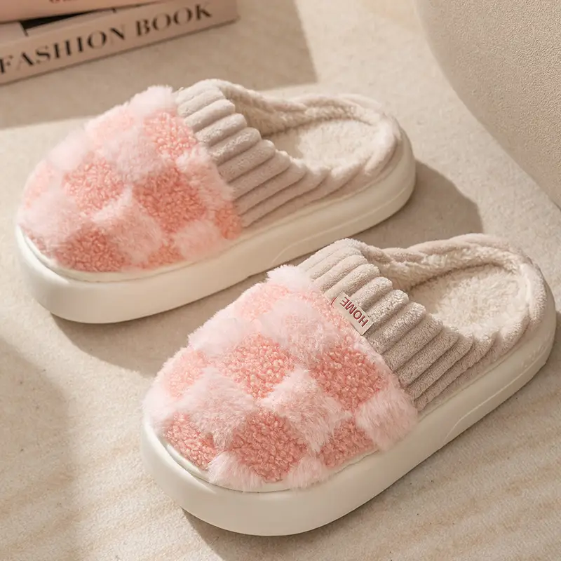 Thick-Soled Furry Slippers for Autumn and Winter Household Women's Indoor Home Non-Slip Warm Home Confinement Shoes Winter Cotton Slippers - Image 2