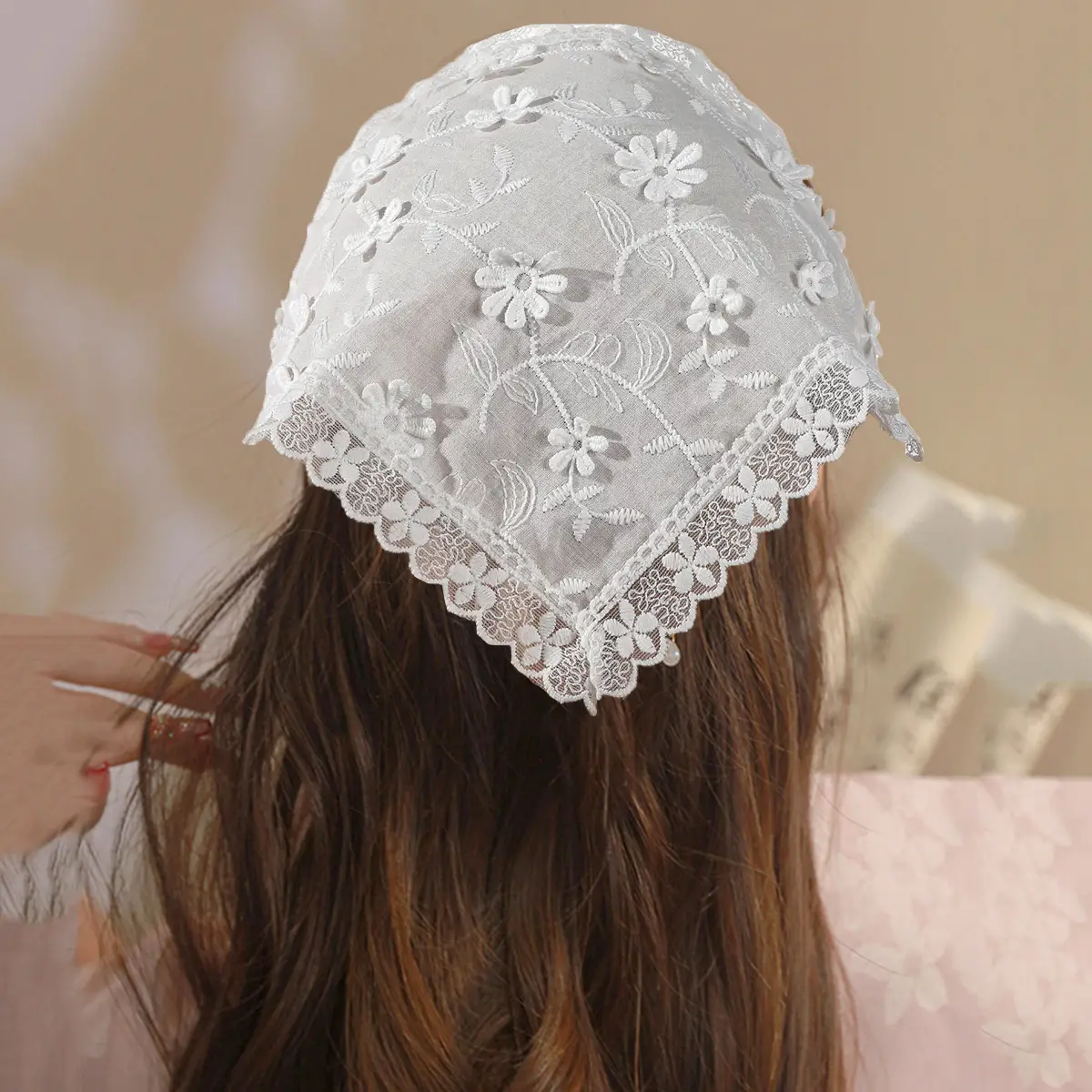 Baby Lace Hairband with Embellished Flower Design