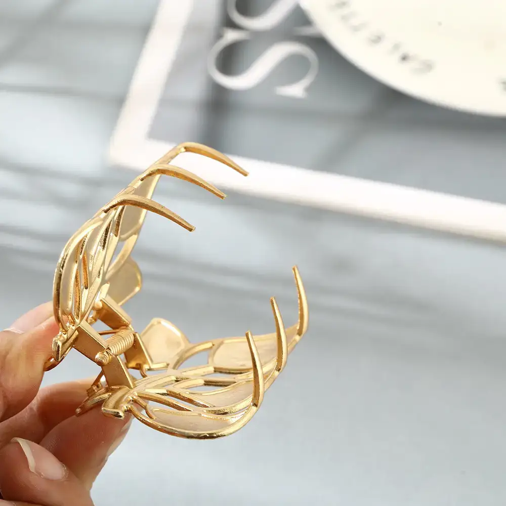 Korean Leaf Hairpins Women's Green Yellow Black