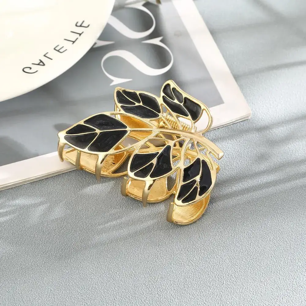 Korean Leaf Hairpins Women's Green Yellow Black