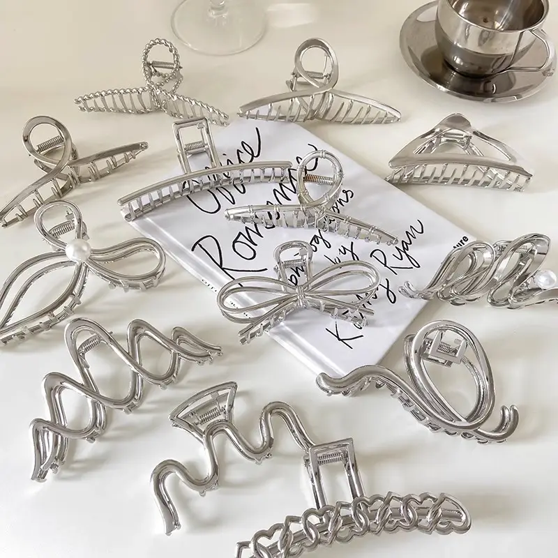Silver Shark Clip for Women's Hair Up Buns - Image 4