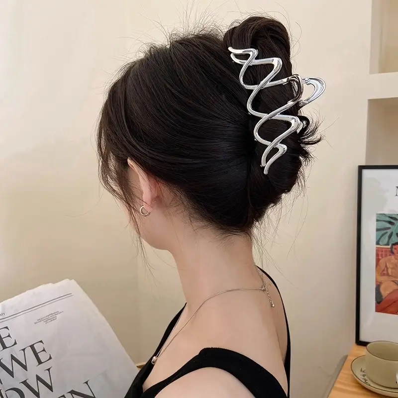 Silver Shark Clip for Women's Hair Up Buns - Image 6