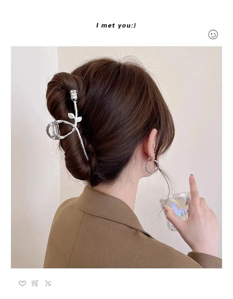 Silver Shark Clip for Women's Hair Up Buns — feature 1