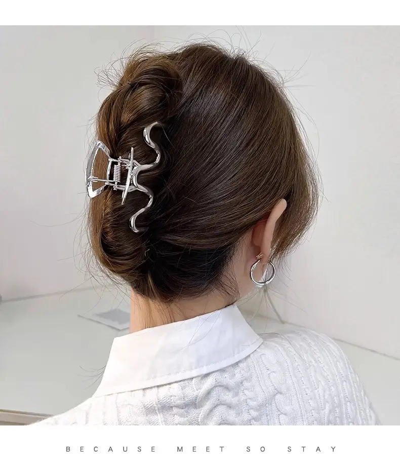 Silver Shark Clip for Women's Hair Up Buns — feature 4