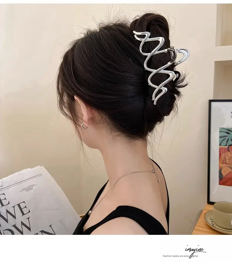 Silver Shark Clip for Women's Hair Up Buns — feature 7