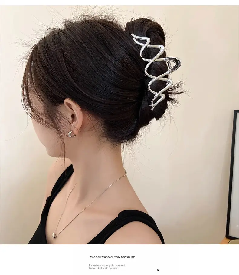 Silver Shark Clip for Women's Hair Up Buns — feature 8