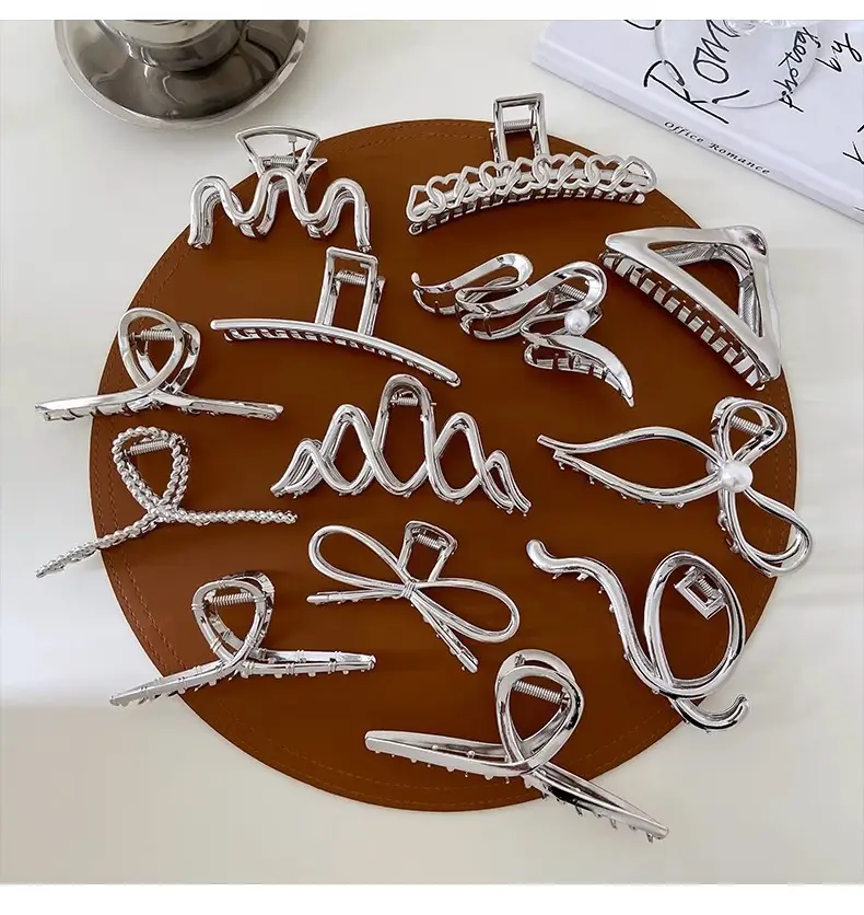Silver Shark Clip for Women's Hair Up Buns — feature 9
