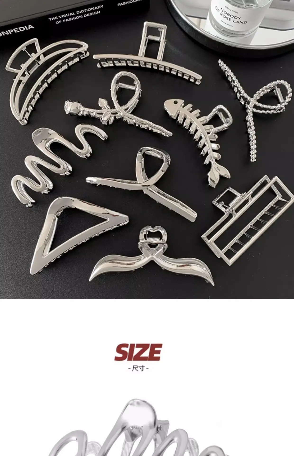 Silver Shark Clip for High-Grip Hair Band Large Size — feature 1