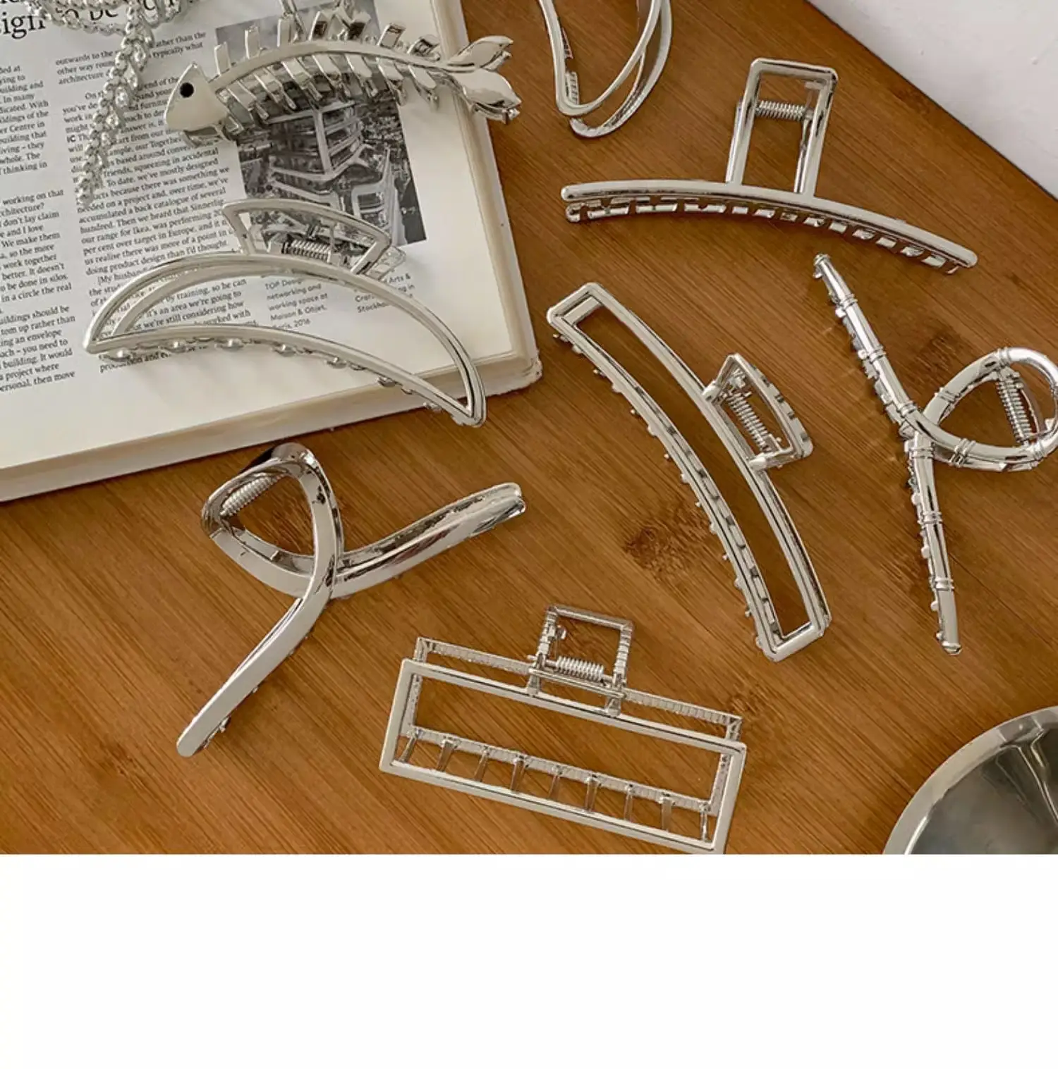 Silver Shark Clip for High-Grip Hair Band Large Size — feature 8