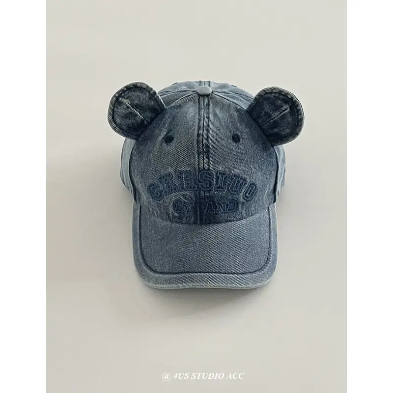 Black 3D Bear Ears Denim Peaked Cap Women - Image 7