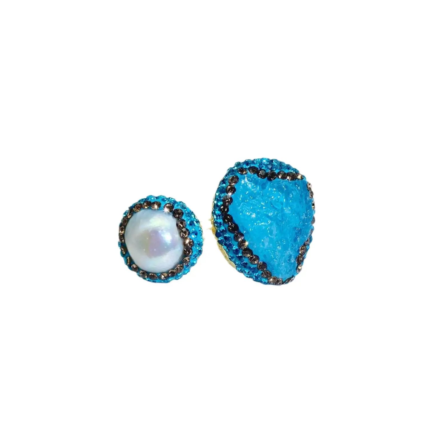 Natural Aquamarine Women's Ring with Pearl & Gold Plated - Image 5