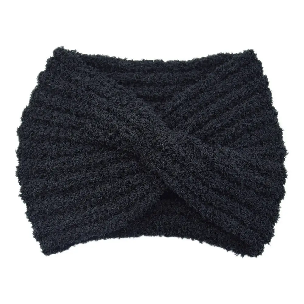 Black Knitted Wide Edge Headband for Women - Image 5