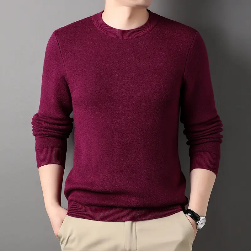 Men Grey Solid Round Neck Sweater - Image 4