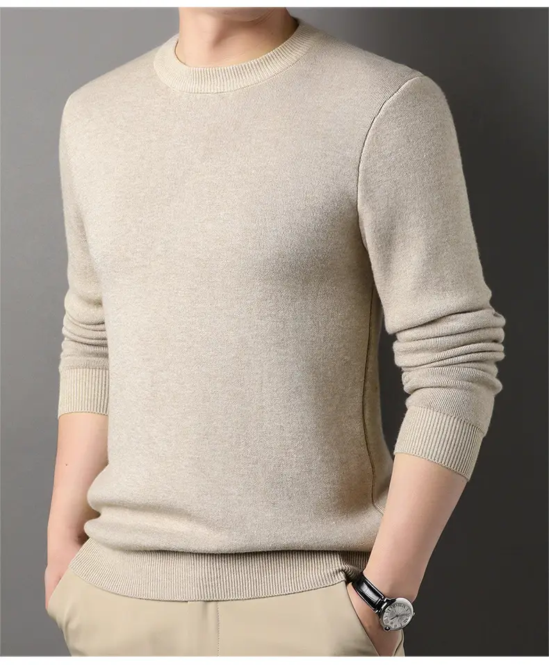 Men Grey Solid Round Neck Sweater — feature 24