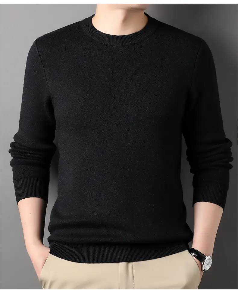 Men Grey Solid Round Neck Sweater — feature 33