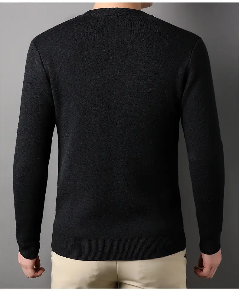 Men Grey Solid Round Neck Sweater — feature 35