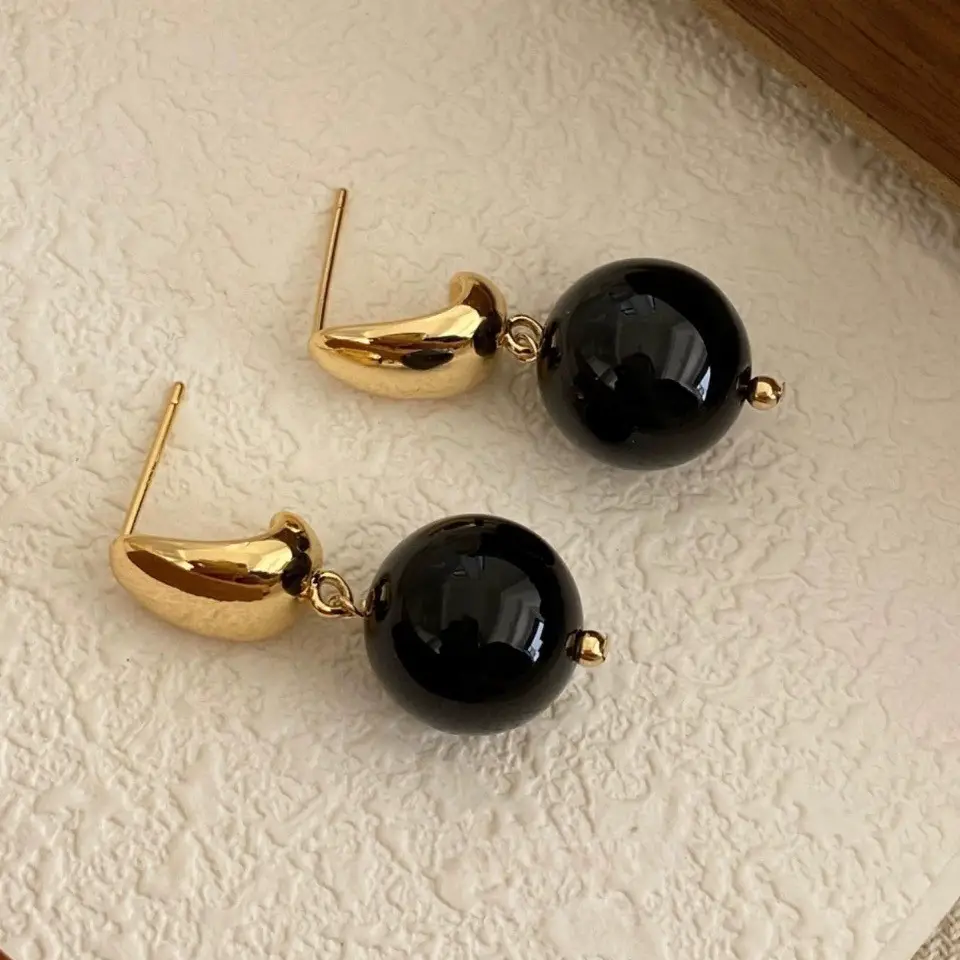 925 Silver Earrings Black Onyx Natural Black Onyx - Image 2