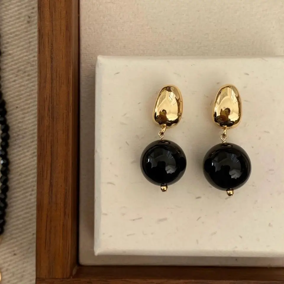 925 Silver Earrings Black Onyx Natural Black Onyx - Image 5
