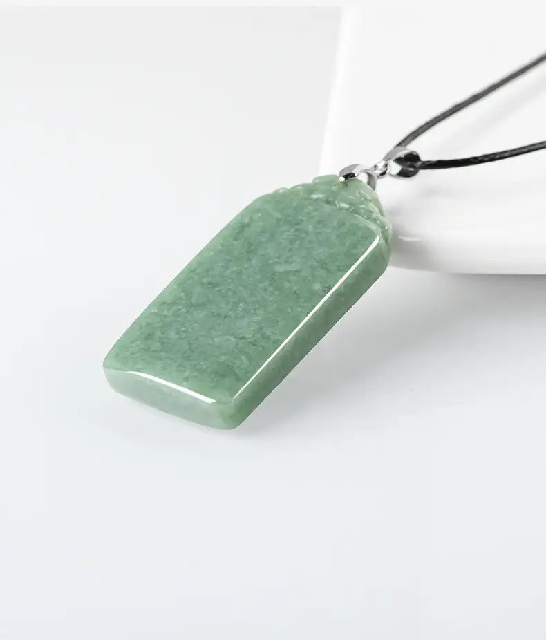 Natural Green Jade Bean Pendant with Silver Buckle — feature 4