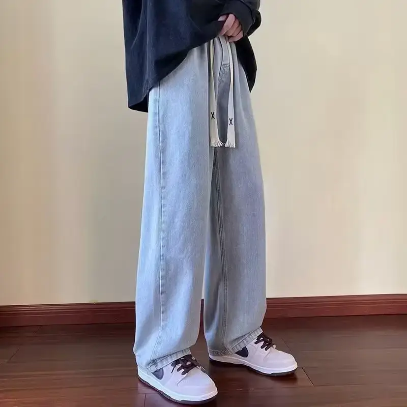 Retro Wide Leg Jeans Men Spring Autumn New American High Street - Image 5