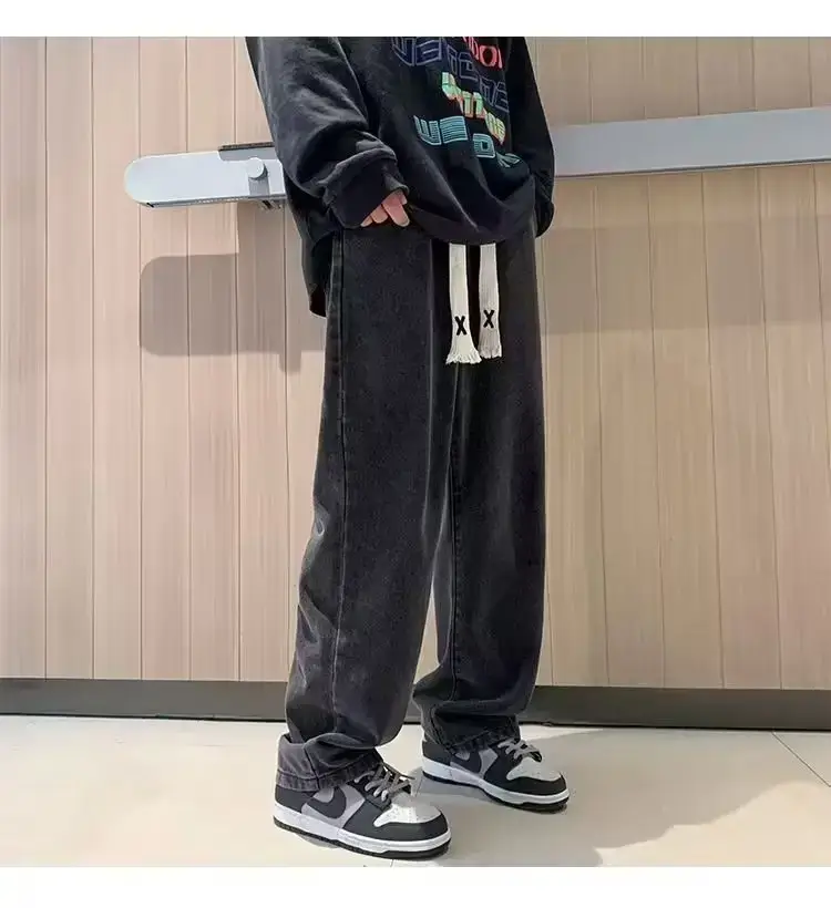 Retro Wide Leg Jeans Men Spring Autumn New American High Street — feature 1