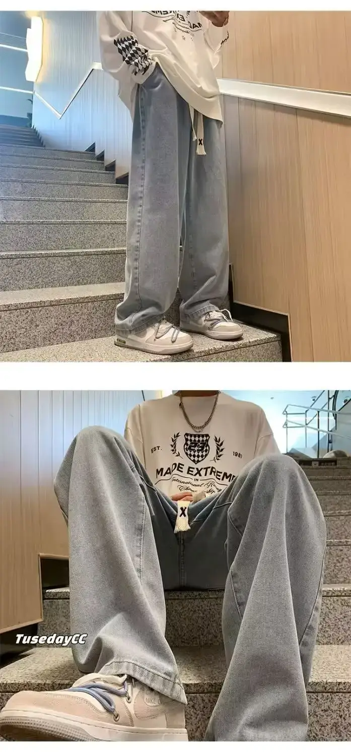 Retro Wide Leg Jeans Men Spring Autumn New American High Street — feature 12