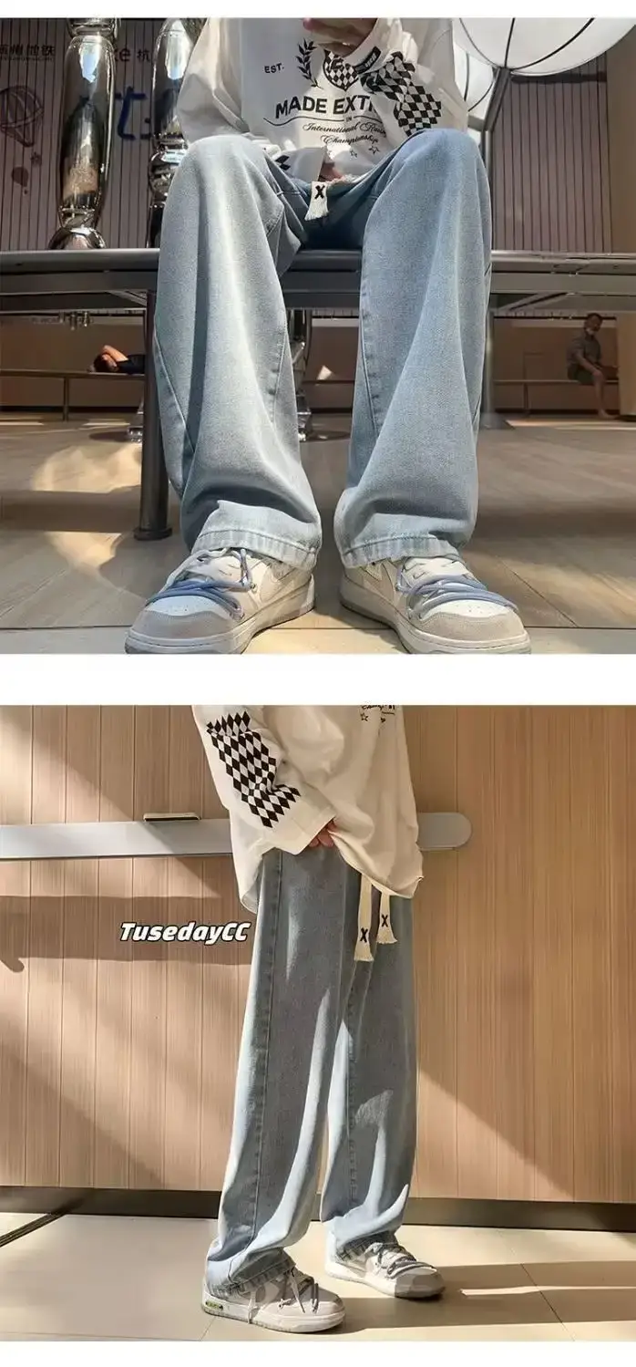 Retro Wide Leg Jeans Men Spring Autumn New American High Street — feature 14