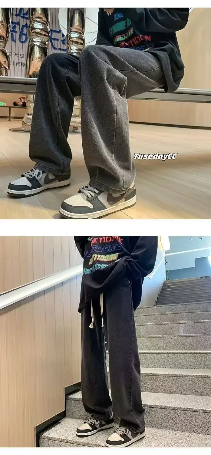 Retro Wide Leg Jeans Men Spring Autumn New American High Street — feature 5