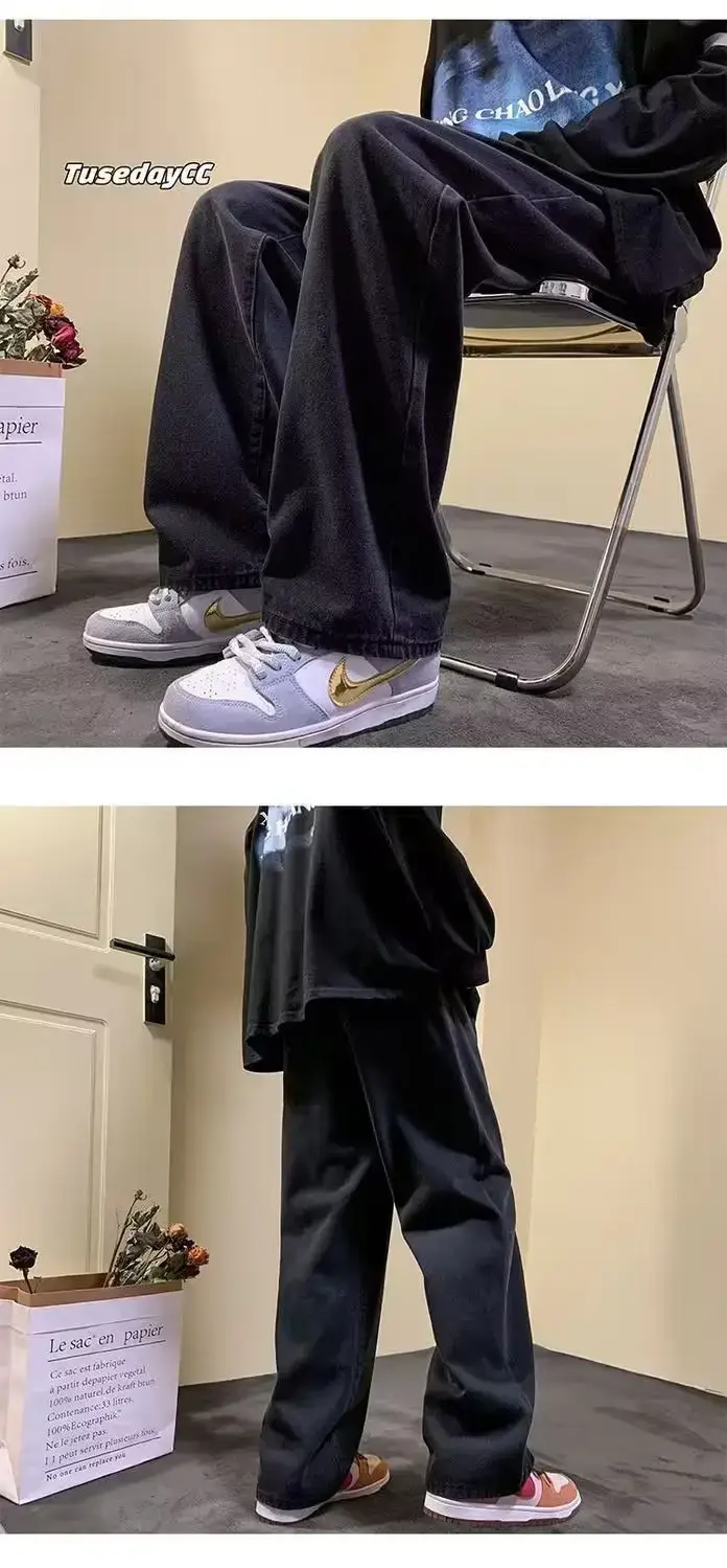 Retro Wide Leg Jeans Men Spring Autumn New American High Street — feature 7