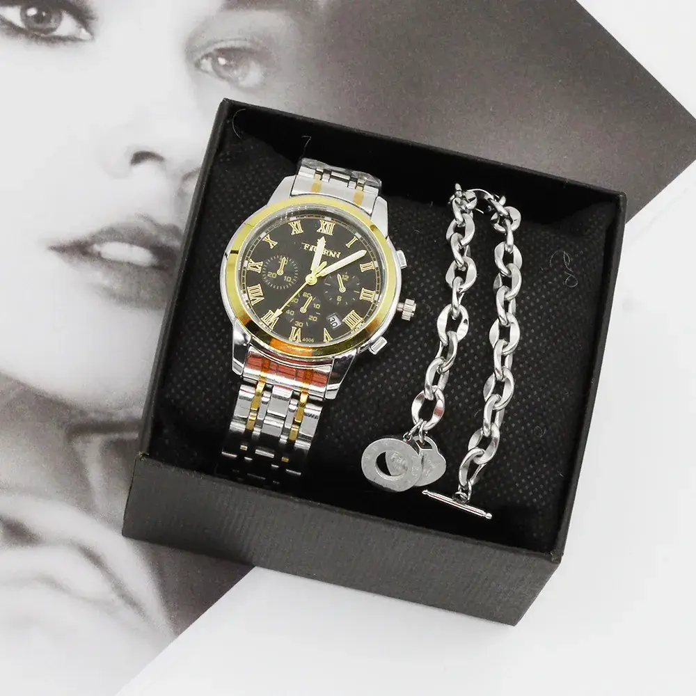 Couple's Watch Set Gold Black Waterproof High-End Watches - Image 2