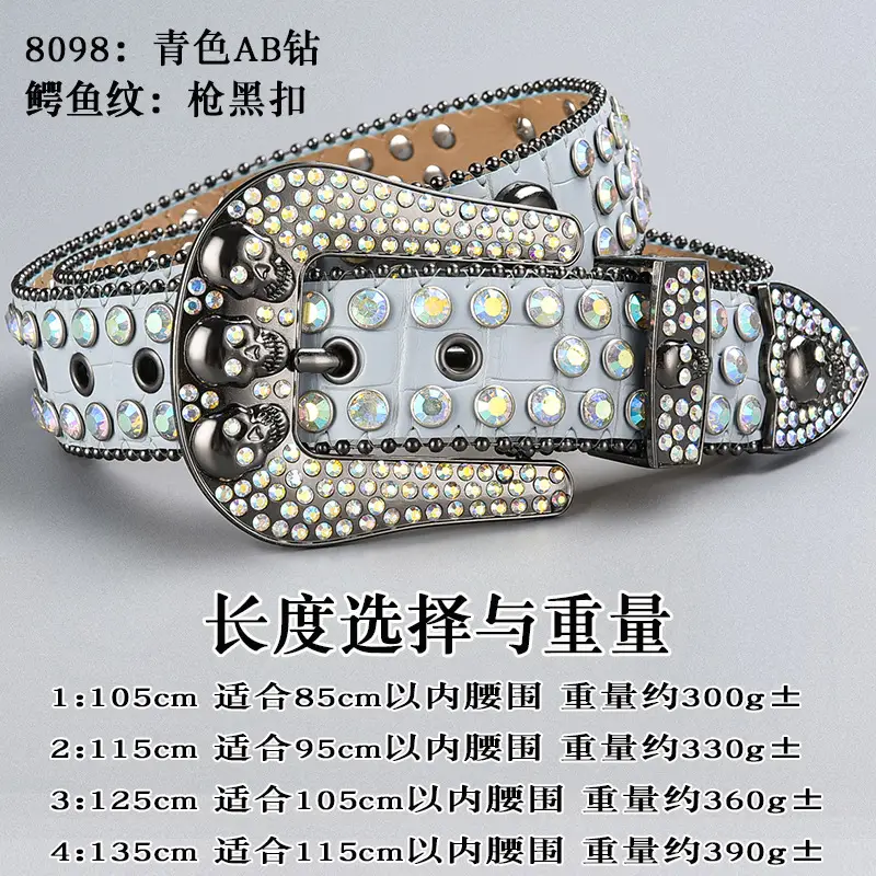 Dark Skull Rhinestone Belt for Women with Diamond Buckle — feature 10