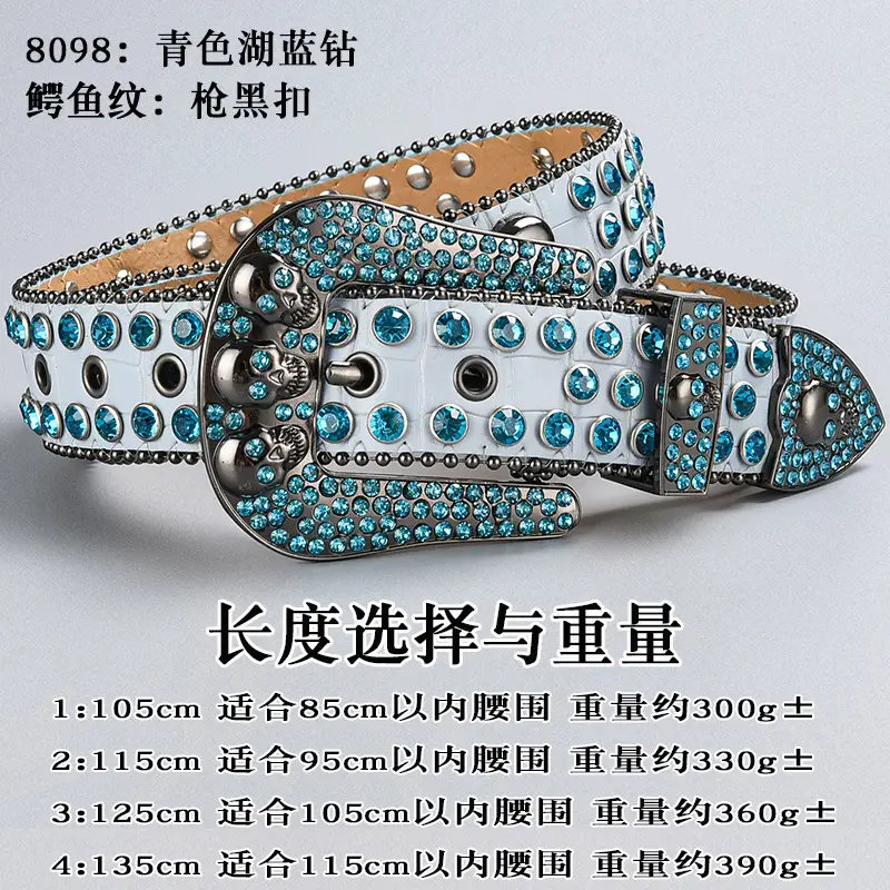 Dark Skull Rhinestone Belt for Women with Diamond Buckle — feature 11
