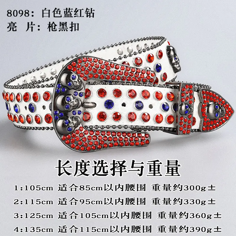Dark Skull Rhinestone Belt for Women with Diamond Buckle — feature 17
