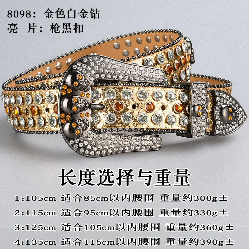 Dark Skull Rhinestone Belt for Women with Diamond Buckle — feature 22