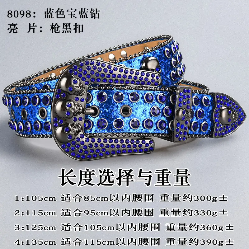Dark Skull Rhinestone Belt for Women with Diamond Buckle — feature 24