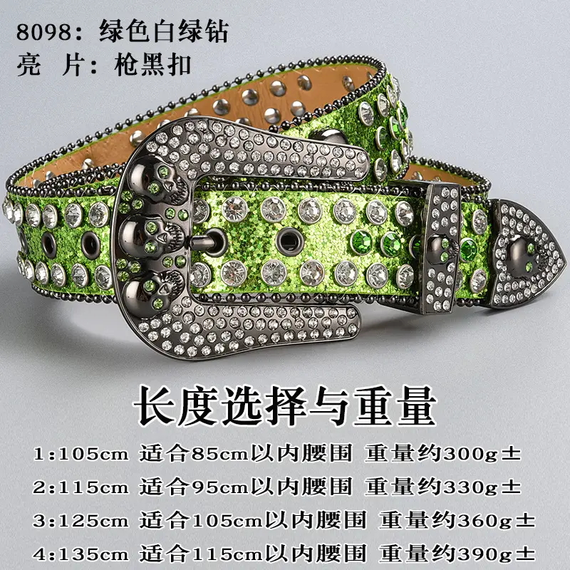 Dark Skull Rhinestone Belt for Women with Diamond Buckle — feature 25