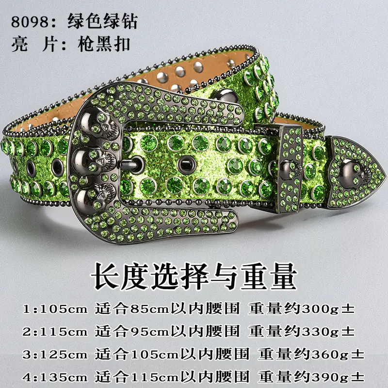 Dark Skull Rhinestone Belt for Women with Diamond Buckle — feature 26