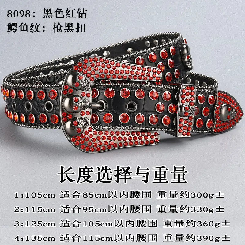 Dark Skull Rhinestone Belt for Women with Diamond Buckle — feature 8