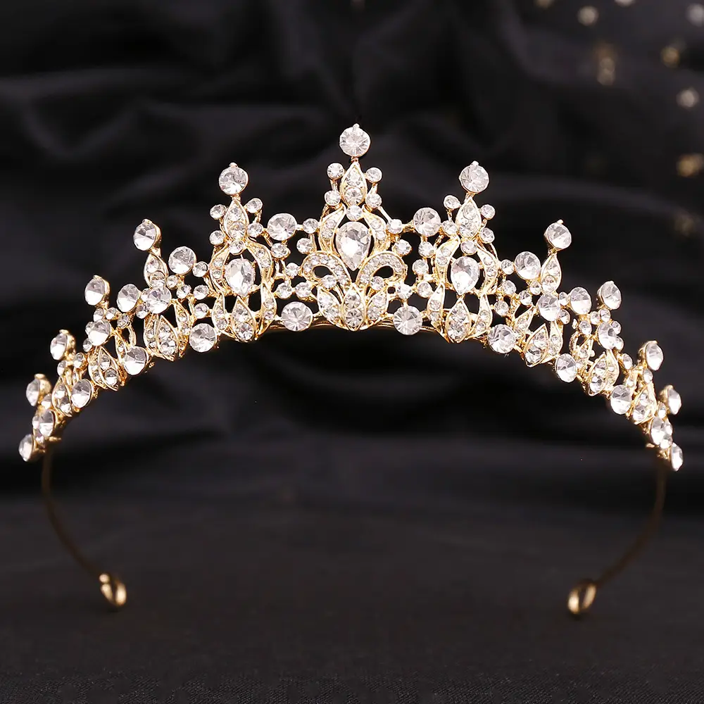 Colorful Horse Eye Bridal Crown Headdress Gold - Image 2