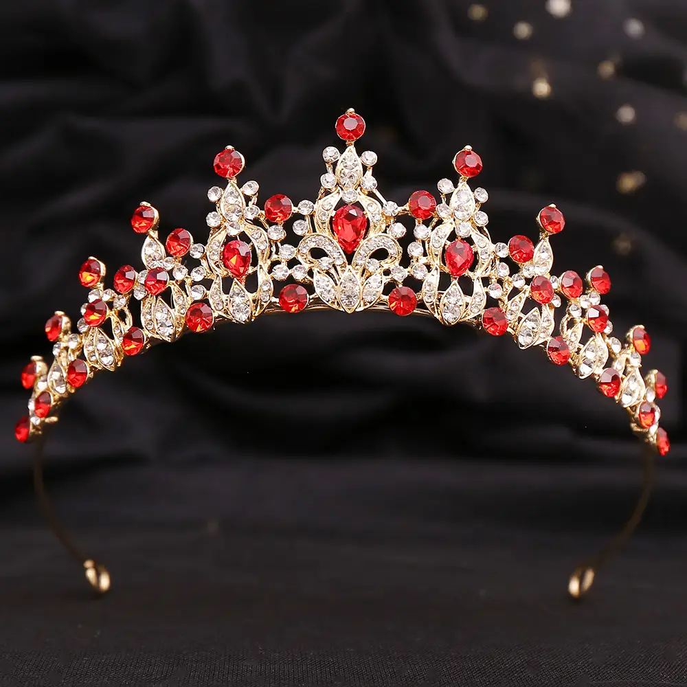 Colorful Horse Eye Bridal Crown Headdress Gold - Image 3