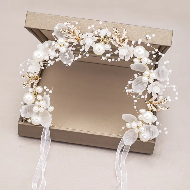 Bridal Pearl Flower Hairband for Women - Image 5