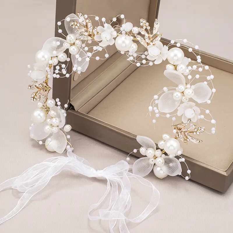 Bridal Pearl Flower Hairband for Women - Image 6