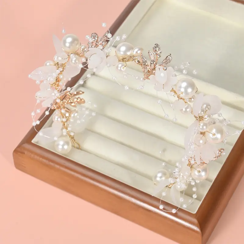 Bridal Pearl Flower Hairband for Women — feature 12
